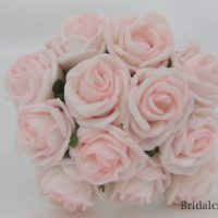 6 x PALE BABY PINK COLOURFAST FOAM PEONY ROSES 9cm  WEDDING BRIDAL 