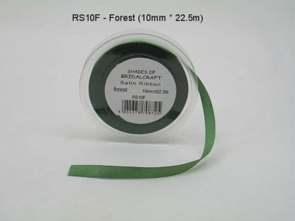 RS10F  10 MM X 22.5 METRES SATIN RIBBON IN FOREST GREEN- IF QUANTITY IS MORE THAN 10 ROLLS PAY 85P A ROLL