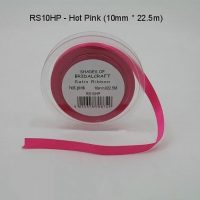 RS10HP  10 MM X 22.5 METRES SATIN RIBBON IN HOT PINK- IF QUANTITY IS MORE THAN 10 ROLLS PAY 85P A ROLL