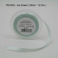 RS10IG   10 MM X 22.5 METRES SATIN RIBBON IN ICE GREEN- IF QUANTITY IS MORE THAN 10 ROLLS PAY 85P A ROLL