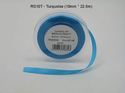 RS10T  10 MM X 22.5 METRES SATIN RIBBON IN TURQUOISE- IF QUANTITY IS MORE THAN 10 PAY 85P A ROLL