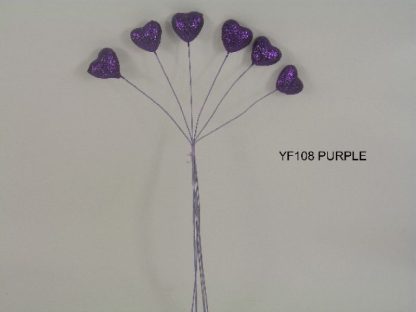 YF108PP SPARKLE HEARTS IN PURPLE- BUY 12 BUNCHES PAY ONLY 75P A BUNCH
