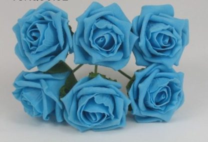 YF43T QUALITY COTTAGE ROSE IN TURQUOISE COLOURFAST FOAM