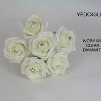 YFDC43LI  COTTAGE ROSE IN IVORY WITH A DIAMANTE CENTRE